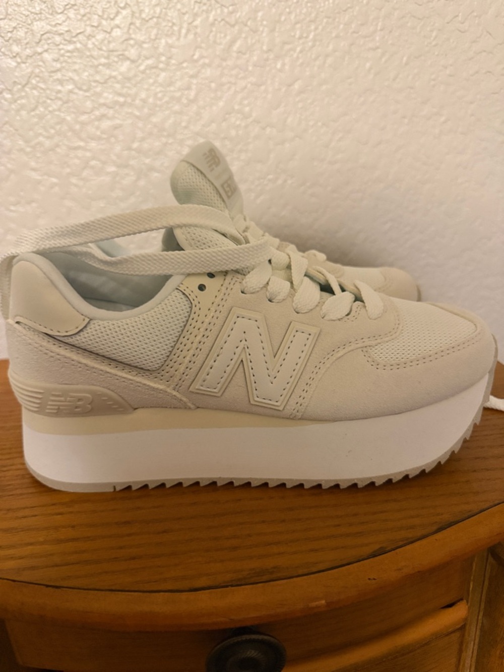 New Balance Women's Platform Sneakers in Light Cream